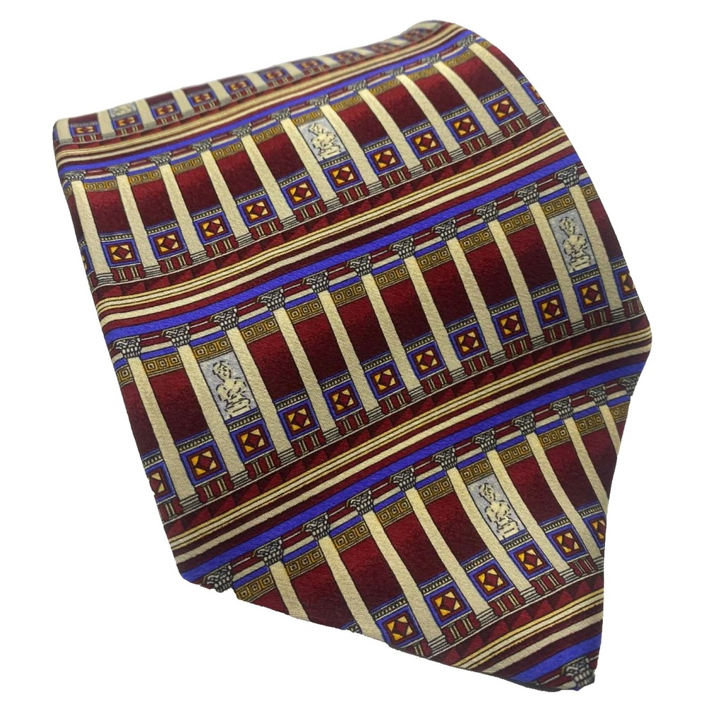 Robert Talbott Best of Class Rodes Necktie Mens Blue Silk Designer Greek Columns